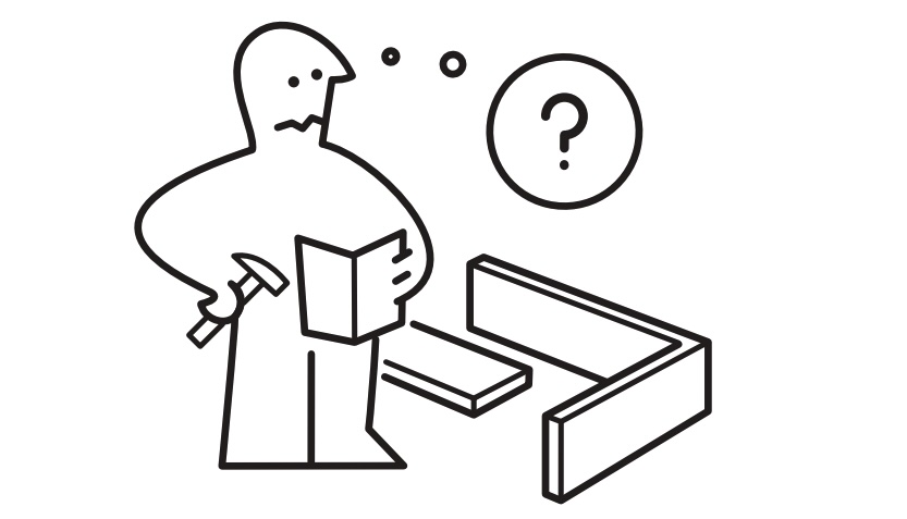 Una pagina del manuale istruzioni dell'ikea. La persona che deve montare il mobile guarda le istruzioni perplessa e accanto appare un punto di domanda